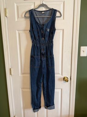 Lucy & Yak Juni Jumpsuit: ORGANIC DENIM - Mid Wash Blue